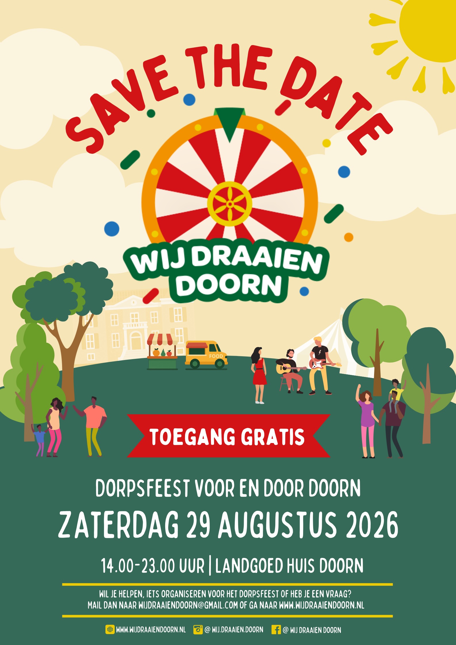 Save the Date — Wij Draaien Doorn 29 augustus 2026
